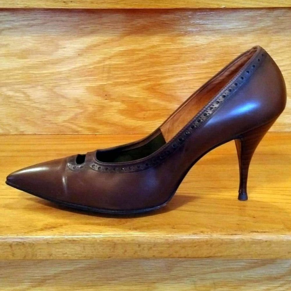 RARE Vintage 60s Leather Pumps, Handmade, 8 1/2 B